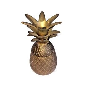 Mid Century Brass Pineapple Trinket Holder Canister Hollywood Regency Decor